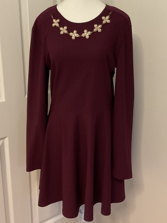 INC International Concepts Dresses & Skirts - ⭐️ Inc. Burgundy Skater Dress w Necklace - size 14
